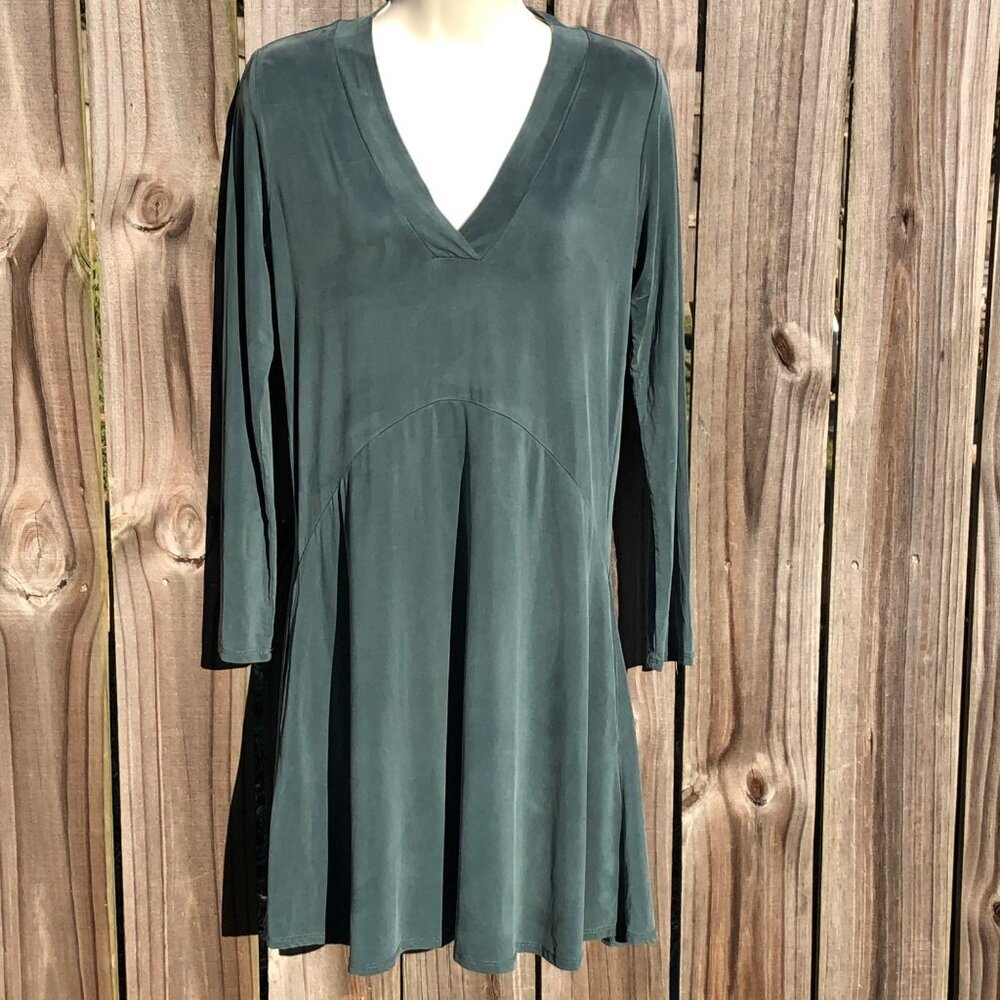 Anthropologie Dolan Left Coast XS Long Sleeve Dress Blue Green V Neck Mini Toute - Picture 4 of 8